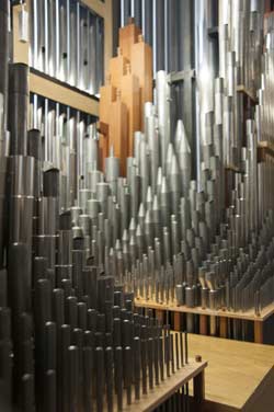 Ein Blick auf die Orgelpfeifen im Hildesheimer Dom.